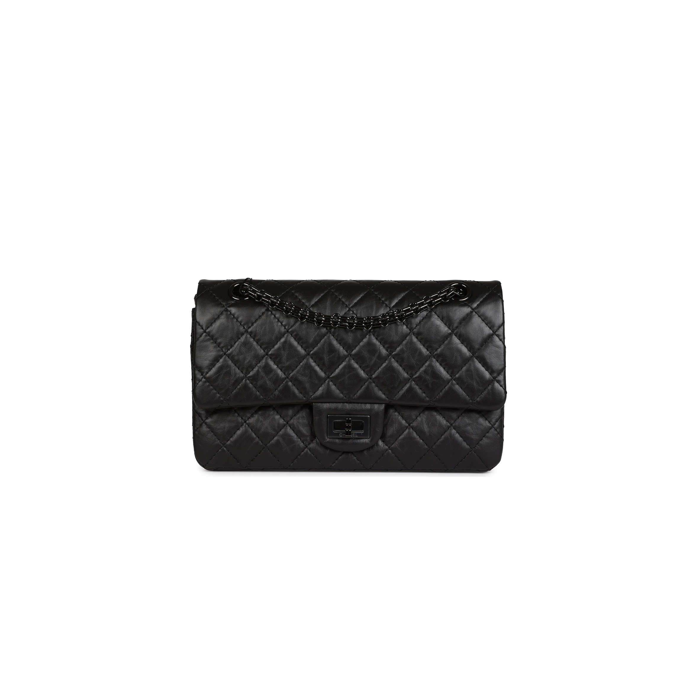 CHANEL MASTER AGED CALFSKIN QUILTED 2.55 REISSUE FLAP SO BLACK A37587 (28*19.5*7.5cm)